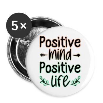 Positive Mind 🍀 - Buttons large 2.2''/56 mm (5-pack) - white - Front