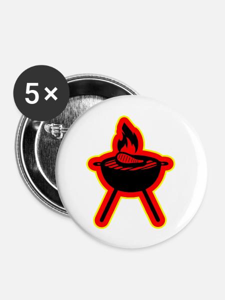 Steak Grill - Buttons groß 56 mm (5er Pack) - Weiß