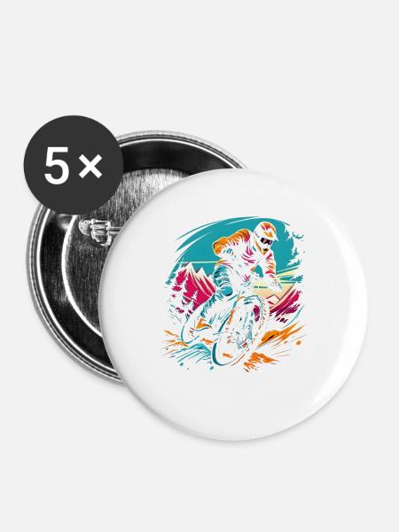 Mountainbiken - Buttons groß 56 mm (5er Pack) - Weiß