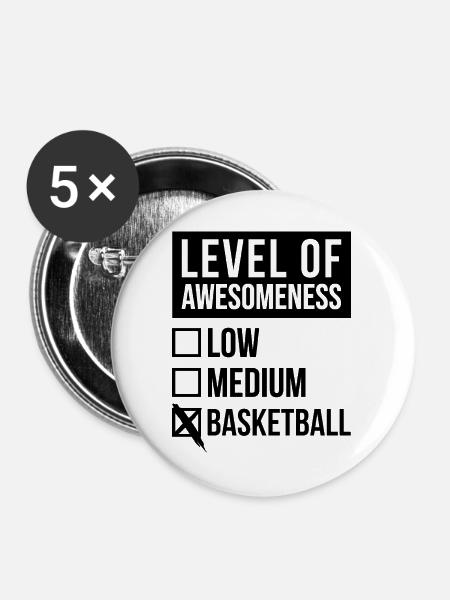 Basketball Basketball Basketball - Buttons groß 56 mm (5er Pack) - Weiß
