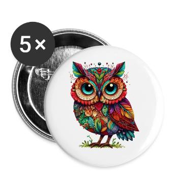 Owl - Buttons large 2.2''/56 mm (5-pack) - white - Front