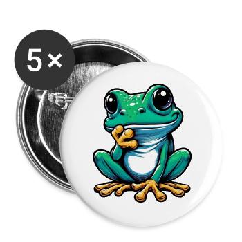 Grenouille - Lot de 5 grands badges (56 mm) - blanc - Devant