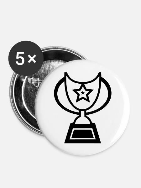 Trophäe - Buttons groß 56 mm (5er Pack) - Weiß