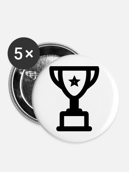 Trophäe - Buttons groß 56 mm (5er Pack) - Weiß