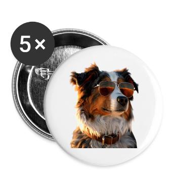 Australian Shepherd Dog Lover Cute Aussie - Buttons large 2.2''/56 mm (5-pack) - white - Front