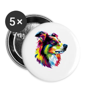 Australian Shepherd Bright Colors Pop Art Aussie - Buttons large 2.2''/56 mm (5-pack) - white - Front