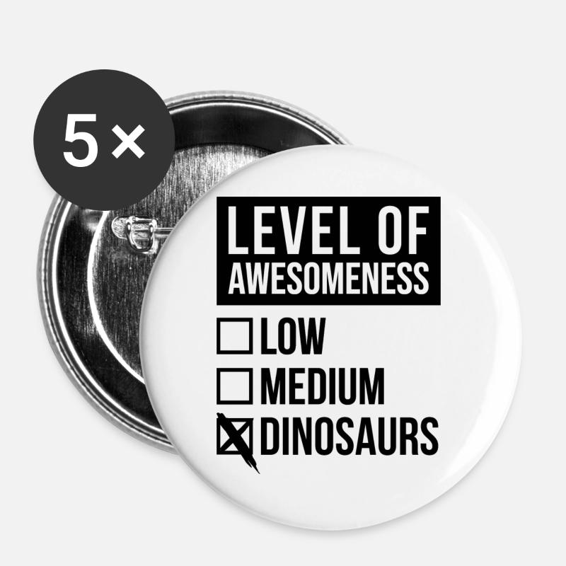 Dinosaurier - Buttons groß 56 mm (5er Pack) - Weiß