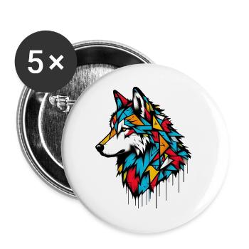 Wolf - Buttons large 2.2''/56 mm (5-pack) - white - Front