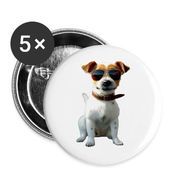 Jack Russell Terrier Hunde Liebhaber Jack Russells - Buttons groß 56 mm (5er Pack) - Weiß - Vorne