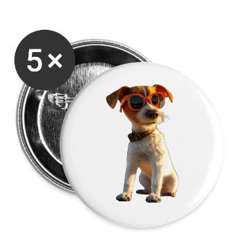 Jack Russell Terrier Hunde Liebhaber Jack Russells - Buttons groß 56 mm (5er Pack) - Weiß - Vorne