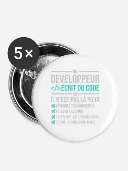 Entwickler, der Code schreibt - Buttons groß 56 mm (5er Pack) - Weiß