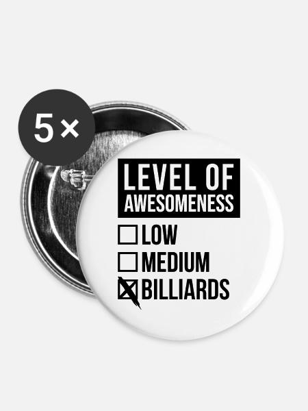 Billard Billard Billard Billard - Buttons groß 56 mm (5er Pack) - Weiß