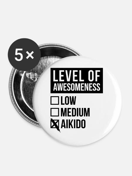 Aikido Aikido Aikido - Buttons groß 56 mm (5er Pack) - Weiß