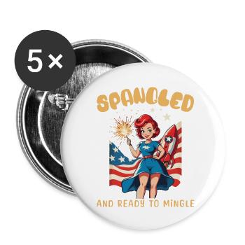 Retro Vintage Design Ready To Mingle 4th of July - Buttons large 2.2''/56 mm (5-pack) - white - Front