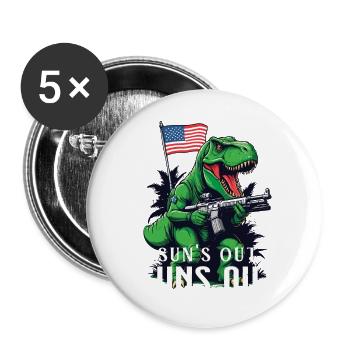 Suns Out Guns Out Funny United States Dinosaur 4th July - Buttons large 2.2''/56 mm (5-pack) - white - Front