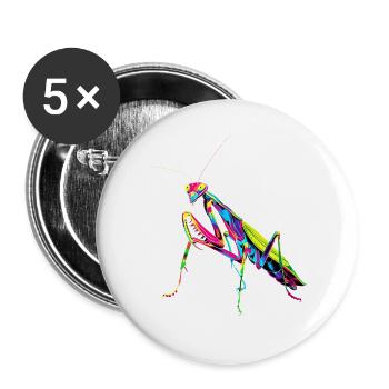 Gottesanbeterin Praying Mantis Liebe Fangschrecken - Buttons groß 56 mm (5er Pack) - Weiß - Vorne