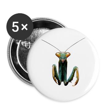 Gottesanbeterin Praying Mantis Liebe Fangschrecken - Buttons groß 56 mm (5er Pack) - Weiß - Vorne