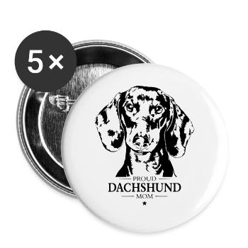 Dachshund Mom Hunde Hund Dackel Wilsigns - Buttons groß 56 mm (5er Pack) - Weiß - Vorne