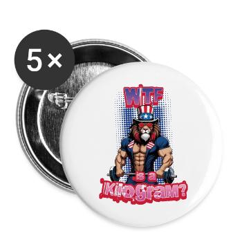 WTF Is Kilogram Muscular Bodybuilder Leo - Buttons large 2.2''/56 mm (5-pack) - white - Front