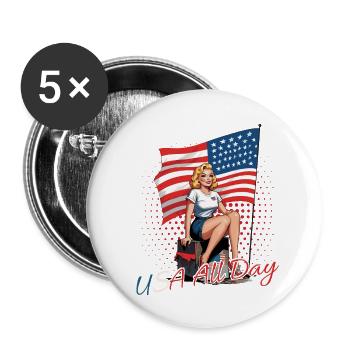 USA All Day Retro Vintage Design 4th of July - Buttons groß 56 mm (5er Pack) - Weiß - Vorne