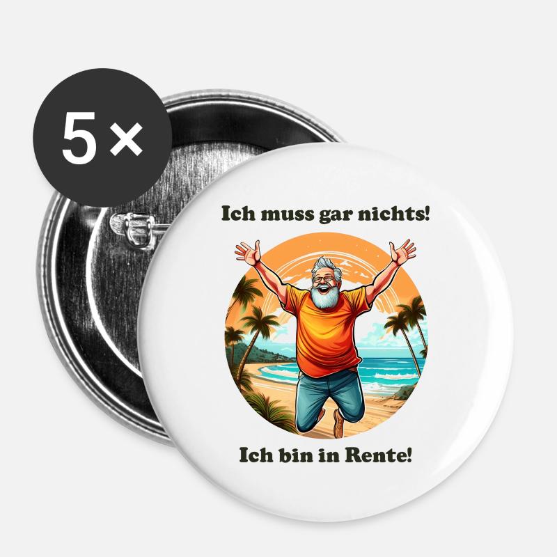 Ich muss gar nichts Mann - Buttons groß 56 mm (5er Pack) - Weiß