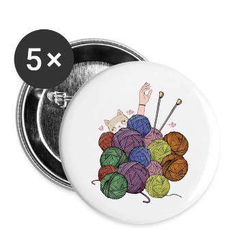 I'm Ok Häkeln & Stricken Lustiges Häkeln Stricken - Buttons groß 56 mm (5er Pack) - Weiß - Vorne