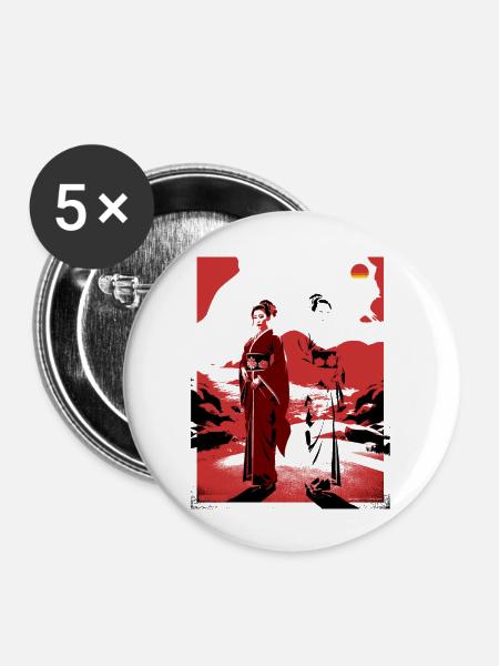 geisha_djinn - Buttons groß 56 mm (5er Pack) - Weiß