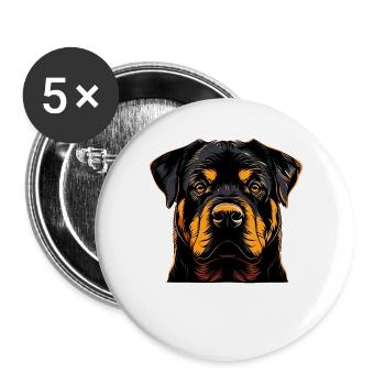 Les chiens Rottweiler aiment les fiers amateurs de rottweiler - Lot de 5 grands badges (56 mm) - blanc - Devant