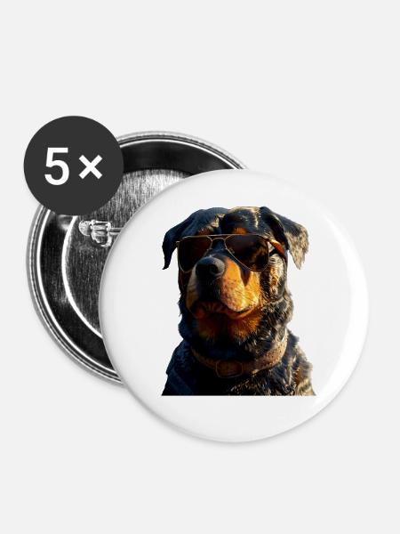 Rottweiler Hunde Liebe Stolze Rottweiler Liebhaber - Buttons groß 56 mm (5er Pack) - Weiß
