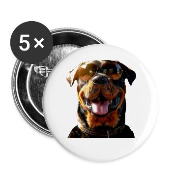 Les chiens Rottweiler aiment les fiers amateurs de rottweiler - Lot de 5 grands badges (56 mm) - blanc - Devant