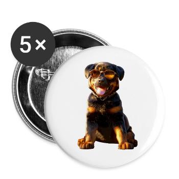 Les chiens Rottweiler aiment les fiers amateurs de rottweiler - Lot de 5 grands badges (56 mm) - blanc - Devant