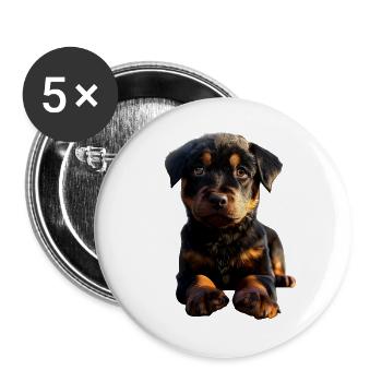Les chiens Rottweiler aiment les fiers amateurs de rottweiler - Lot de 5 grands badges (56 mm) - blanc - Devant