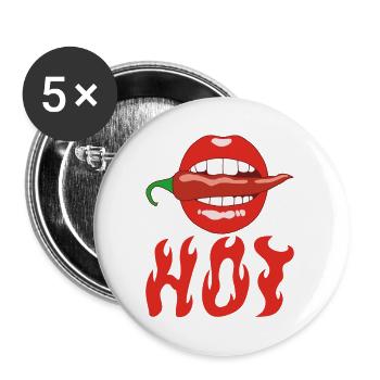 Manger du piment - Lot de 5 grands badges (56 mm) - blanc - Devant
