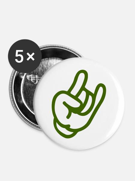 rock hand - Buttons groß 56 mm (5er Pack) - Weiß