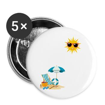 Soleil au bord de plage - Lot de 5 grands badges (56 mm) - blanc - Devant