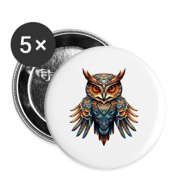 Cool Night Owl - Buttons groß 56 mm (5er Pack) - Weiß - Vorne