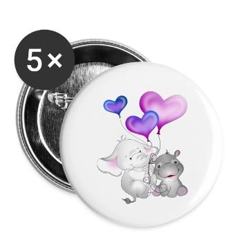 Elephant Balloon Hippopotamus - Buttons large 2.2''/56 mm (5-pack) - white - Front