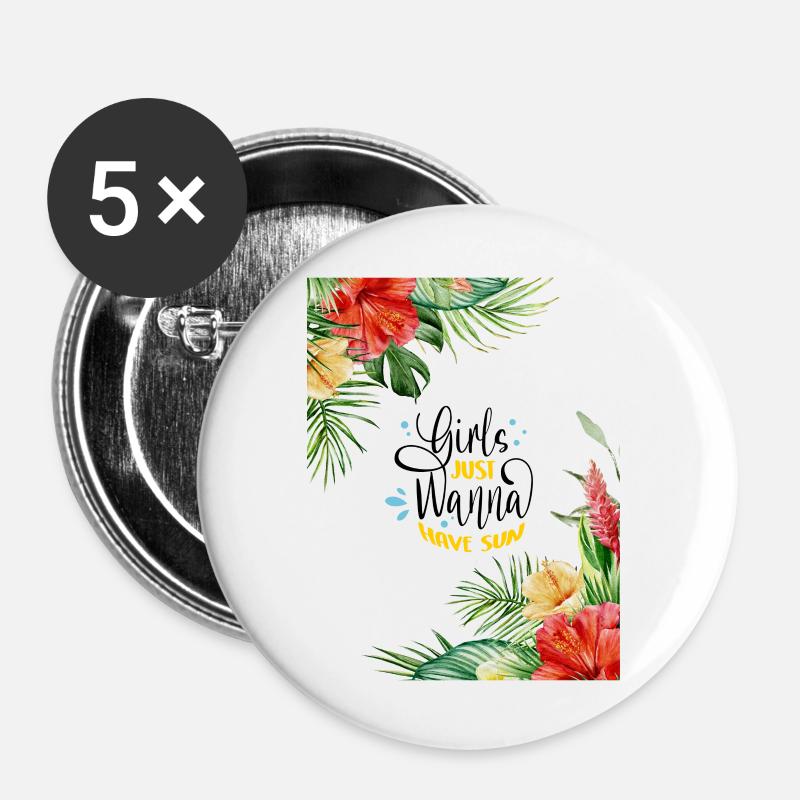 Girls Have a Fun - Buttons large 2.2''/56 mm (5-pack) - white
