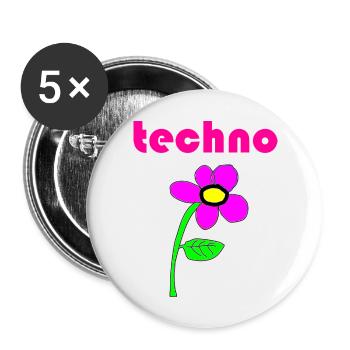 techno blume - Buttons groß 56 mm (5er Pack) - Weiß - Vorne
