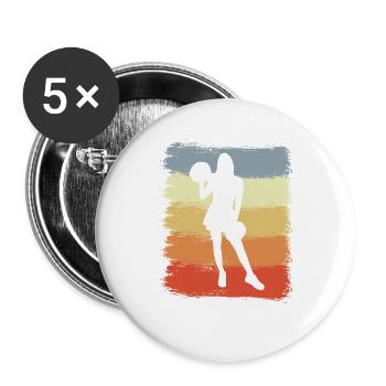 Dessin de pom-pom girl vintage - Lot de 5 grands badges (56 mm) - blanc - Devant