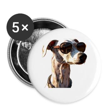 Windhund Hundeliebhaber Jagdhund Liebe Greyhound - Buttons groß 56 mm (5er Pack) - Weiß - Vorne