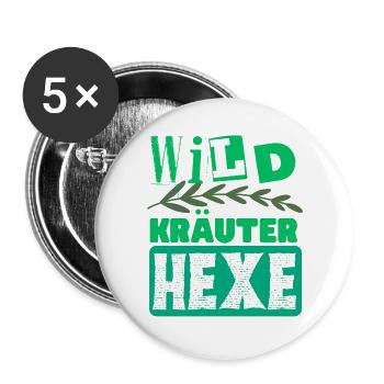 Mama Wildkräuter Hexe Kräuter Design - Buttons groß 56 mm (5er Pack) - Weiß - Vorne