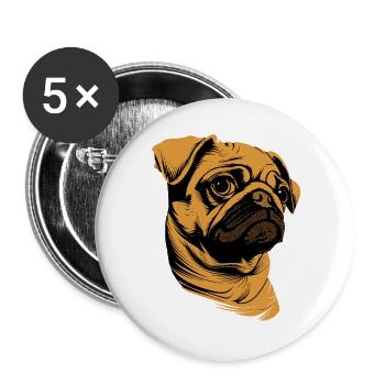 Carlin Beige Les chiens adorent Carlin Petit carlin mignon - Lot de 5 grands badges (56 mm) - blanc - Devant