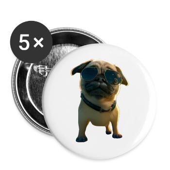 Carlin Beige Les chiens adorent Carlin Petit carlin mignon - Lot de 5 grands badges (56 mm) - blanc - Devant
