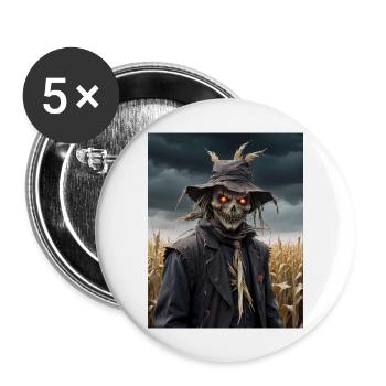 Vogelscheuche auf einem Feld dunkler Horror gruselig Halloween - Buttons groß 56 mm (5er Pack) - Weiß - Vorne