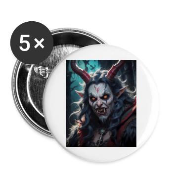 Krampus Monster dunkel Horror gruselig Halloween gruselig - Buttons groß 56 mm (5er Pack) - Weiß - Vorne