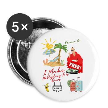 Hollyday For Ever - Buttons large 2.2''/56 mm (5-pack) - white - Front