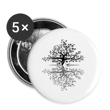 Tree Reflection Forest Nature Protection Outdoor Love - Buttons large 2.2''/56 mm (5-pack) - white - Front