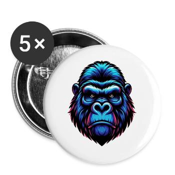 Gorille - Lot de 5 grands badges (56 mm) - blanc - Devant