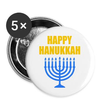 HAPPY HANUKKAH - Buttons groß 56 mm (5er Pack) - Weiß - Vorne